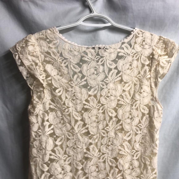 Cream ivory sheer lace top no size ruffled sleeves - Picture 11 of 11